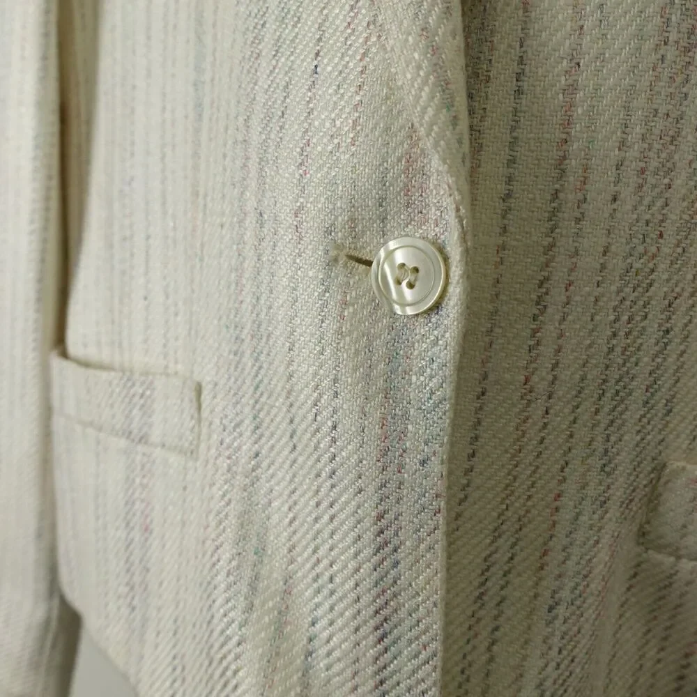 Christian Dior Petites Single Button Blazer Womens SZ 8P Cream Made in US READ